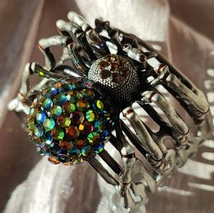 Medium Vitrail Swarovski Elements Topaz Spider Cuff Bracelet Halloween Jewelry